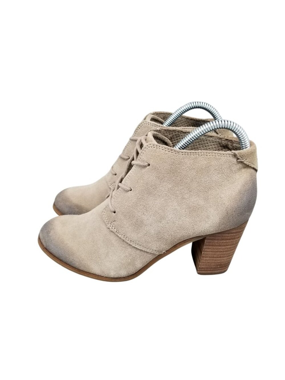 Toms Shoes Womens 8.5 Tan Suede Lunata Lace Up Ankle Boots *Read*